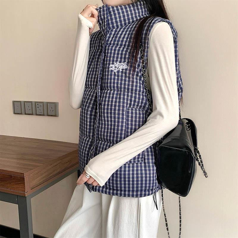 Vest for Women Thickened Down Casual Autumn Winter Oversize Sleeveless Tops Vest High Neck Vest