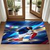 Kylian Mbappe Design Crystal Velvet Rug Soft Decorative Mat for Bedroom Entrance