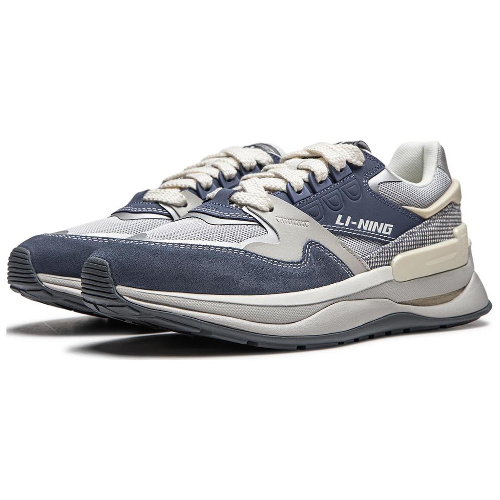 Li Ning Comfortable Versatile Fashion Slip Resistant Wear Resistant Rebound Low Top Casual Shoes Men sneaker Blue Gray AGCU079-3