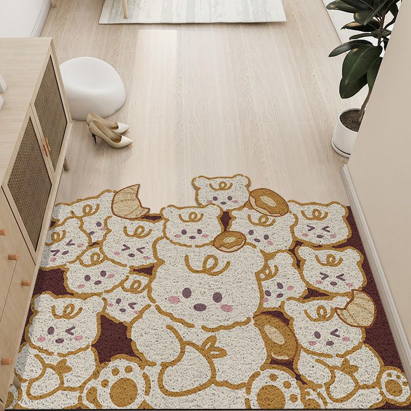 Cute Animal Entrance Door Rubbing Soil Foot Pad Waterproof Non-Slip Silk Ring Floor Mat Household Living Room Bathroom Door Mat