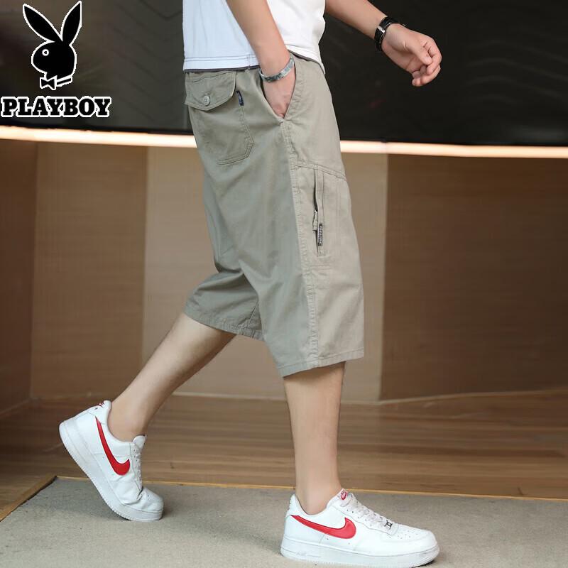 PLAYBOY Men s Lightweight Summer Cargo Capri Shorts XL