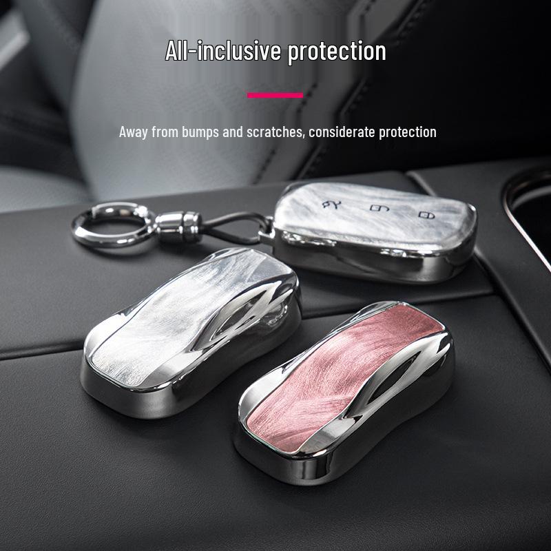 Lynk & Co 07 Key Case: Gauze Texture TPU Protective Car Key Cover & Keyring