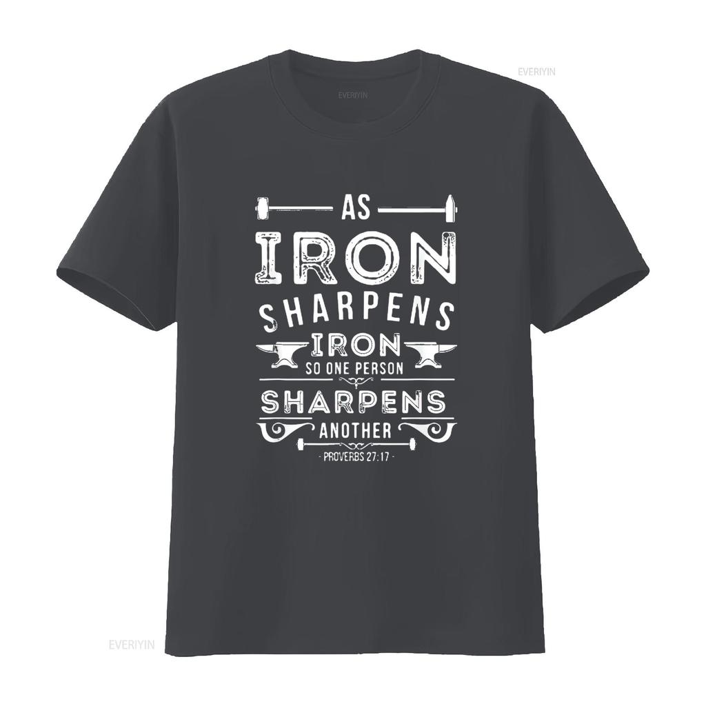 Mens As Iron Sharpens Bible Verses Scripture T Shirt Black X Large Vintage Washed Versatile Stretched Comfortable Streetwear