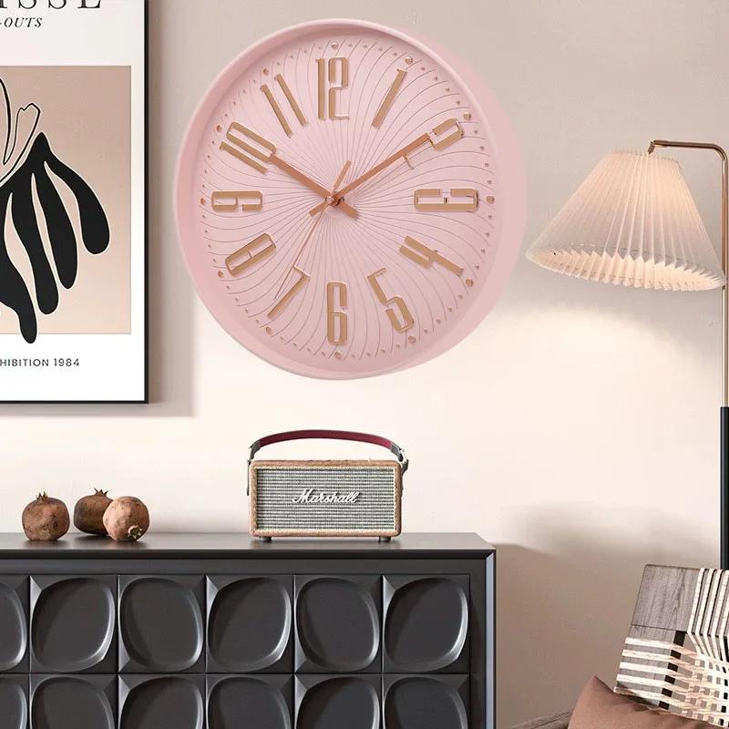 10 Inch Simple Mute Wall Clock Does Not Tick Round Three-dimensional Wall Hanging Clock for Study Classroom Living Room School
