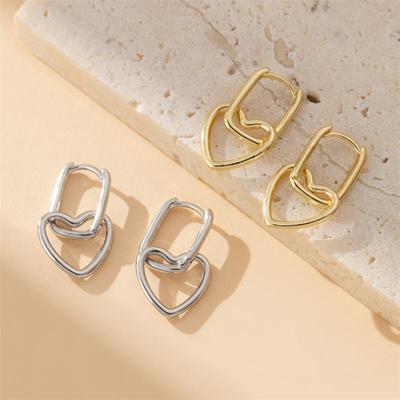 New Versatile Hollow Heart Earrings Heart-shaped Metal Earrings