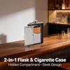 Premium 6oz 2-in-1 Hip Flask & Cigarette Case Holder | Stainless Steel Pocket Whiskey Bottle | Discreet Travel Gift Set