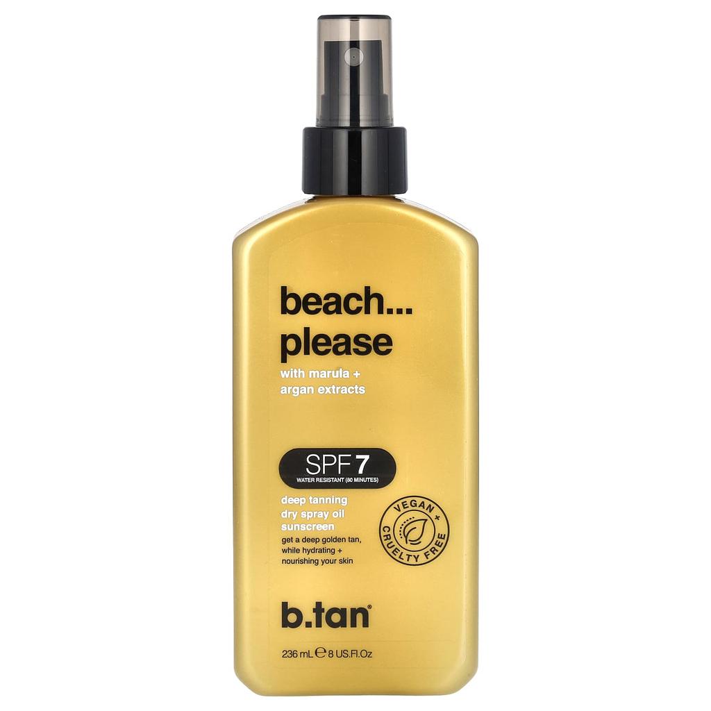 b.tan Beach...Please, Dry Spray Oil Sunscreen, Spf 7, Deep Tanning, 236Ml(8Fl Oz)