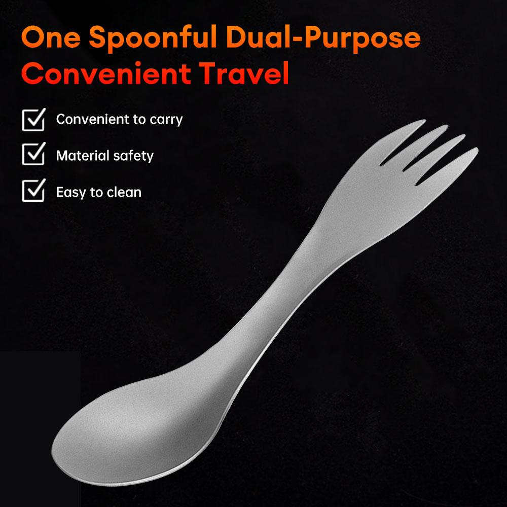 1Pc Titanium Spork 2-in-1 Spoon Ultralight Cookware Portable Fork Knife Outdoor Camping Picnic Travel Eco-Friendly Flatware