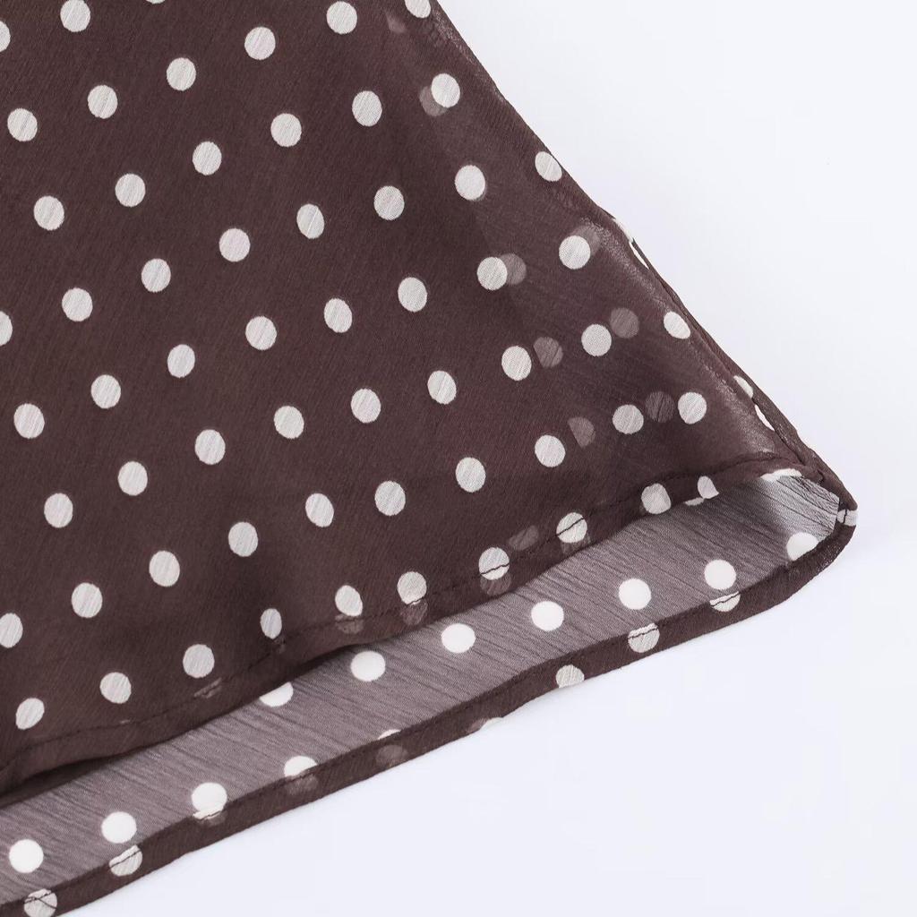 European Spring Polka Dot Halter Neck Top for Women