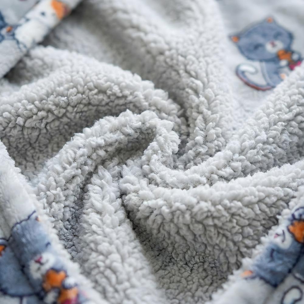 Very Soft Dressing Gown Blanket Robe Lazy Robe Grey Cats 100 Cm