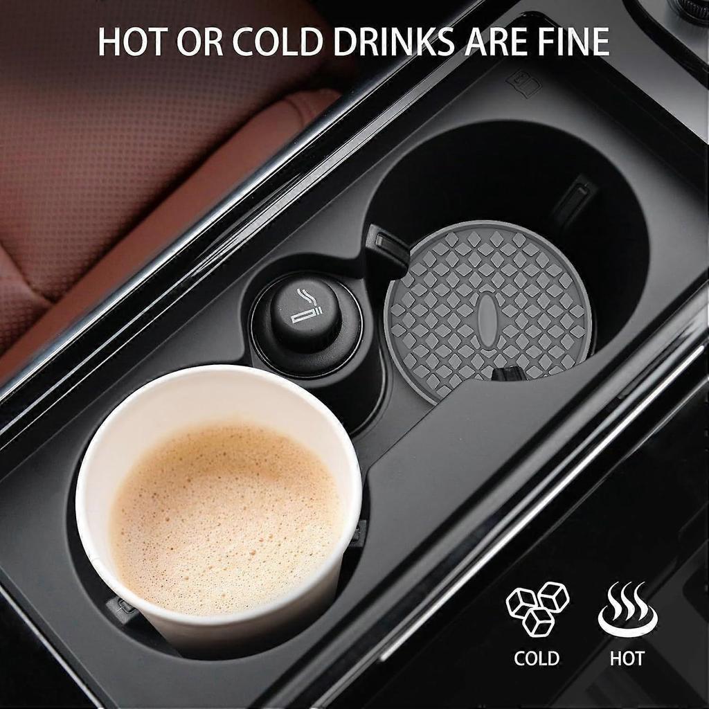Car Cup Coasters [4 Pack] Silicone Car Coasters/Cup Mats for Cup - Universal Car Cup Holder Insert Coasters, Non-Slip Recessed Car Interior Accessorie