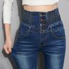 Pantaloni Blugi Toamnă Iarnă Blugi Pentru Femei Talie Înaltă Skinny Calzi Groși Blugi Feminini Elasticitate Ridicată Mărime Mare Blugi Extensibili Catifea