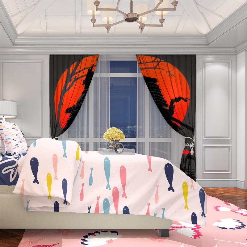2pcs- Dusk Warrior Polyester Curtains, Pole bag curtains 42*84, bedroom, living room, home room decoration