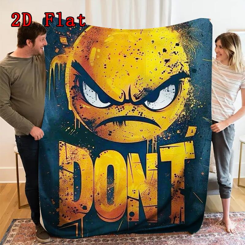 Angry expression 2D Flat Pattern Flannel Blanket High quality All Seasons Warmth and Comfort Perfect for Christmas Gifts.