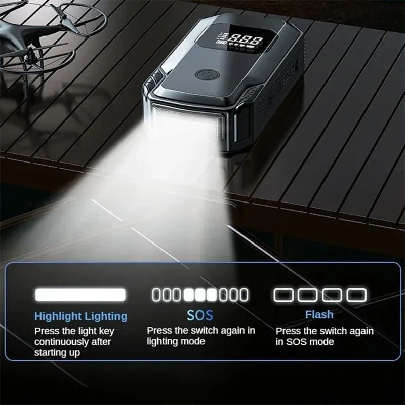 Sursă de alimentare portabilă de urgență pentru pornirea mașinii 12V Putere mobilă pentru mașină Portabilă Fără fir Pompă electrică cu baterie Pompă inteligentă All-in-one