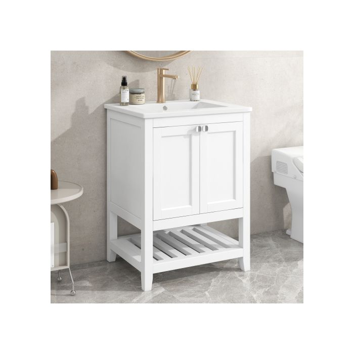 Bathroom Furniture - MUVOE - 60cm - Ceramic Sink - White - Contemporary Design