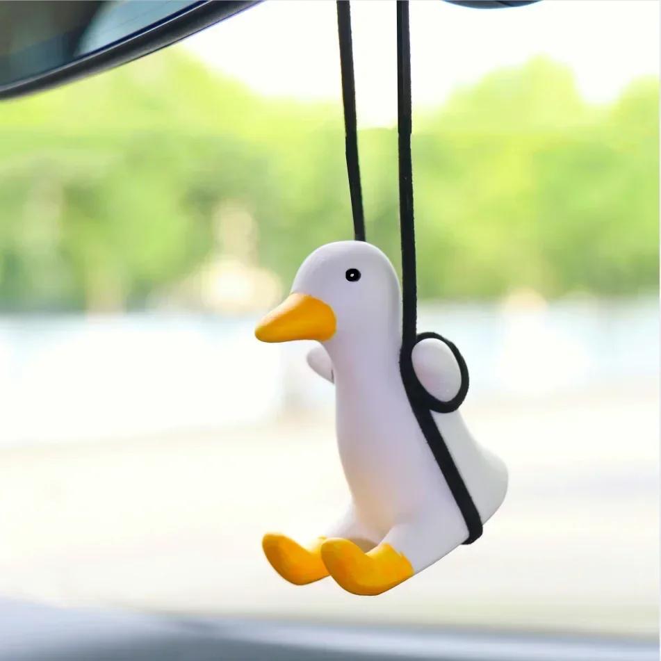 Cute Car Interior Duck Anime Decoration Gypsum Auto Rearview Mirror Pendant for Swing  Car Decoration Accessories Dropship