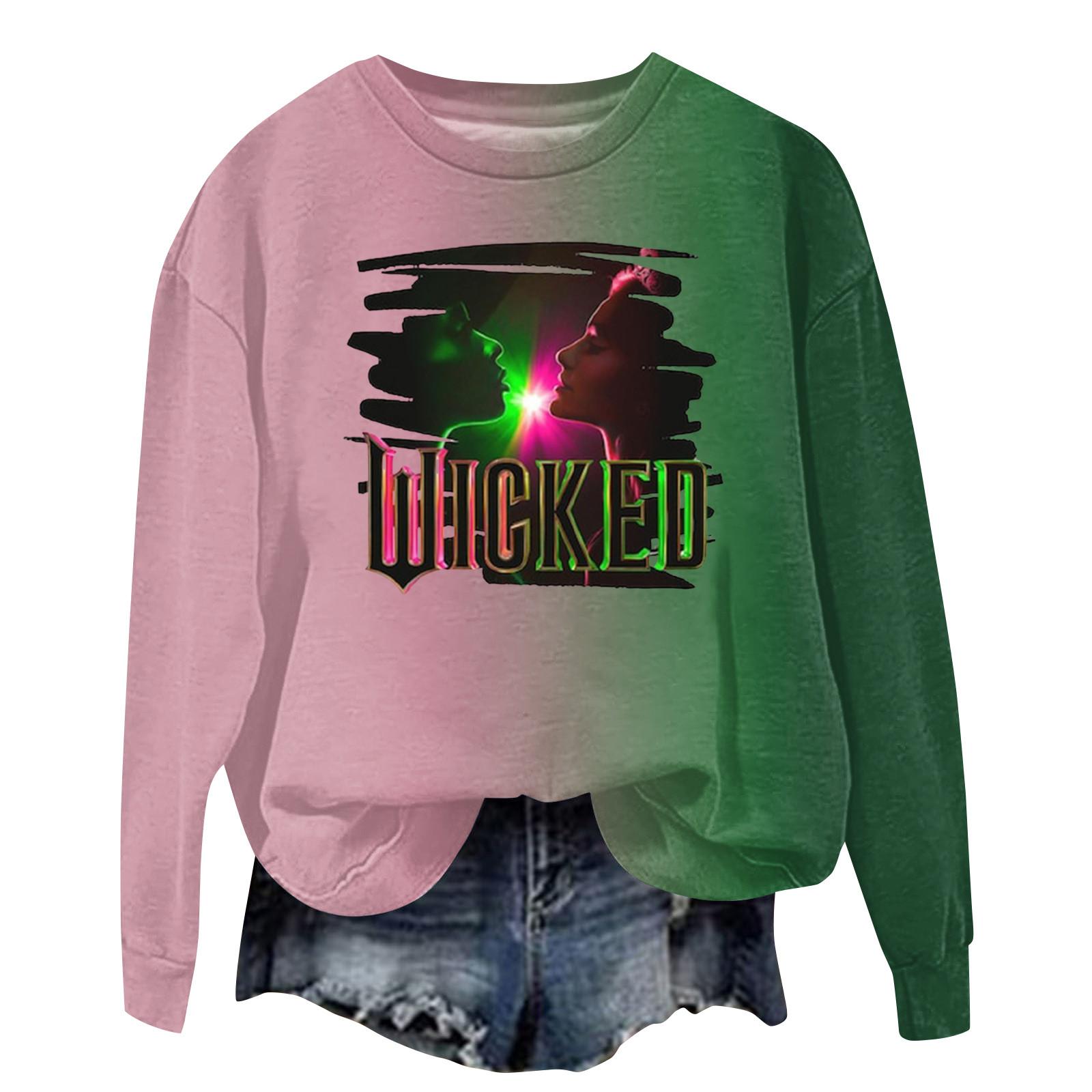 

Женская модная повседневная футболка с рукавами реглан и принтом ведьмы с круглым вырезом L