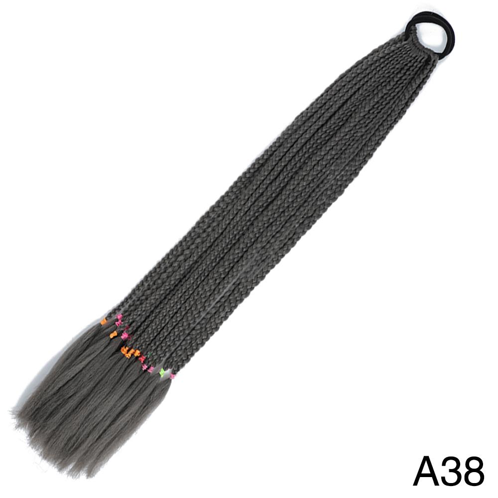 Synthetic Long Wig Colored Braided Ponytail Hair Extension Elastic Rubber Band Braiding Ponytail Hair Extensions For Girls