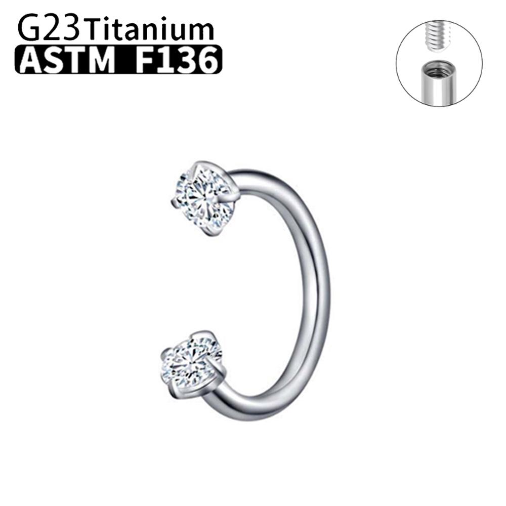 1/5/50Pcs G23 Titanium ASTM-F136 Piercings Nose Ring Internal Thread C Rod Zircon Body Jewelry For Women