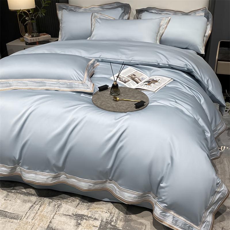 Lilang Roman Floating Blue 210TC Long-Staple Cotton 4-Piece Bedding Set