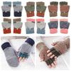 Winter Warm Thickening Wool Gloves Knitted Flip Fingerless Flexible Exposed Finger Thick Mittens for Men Women