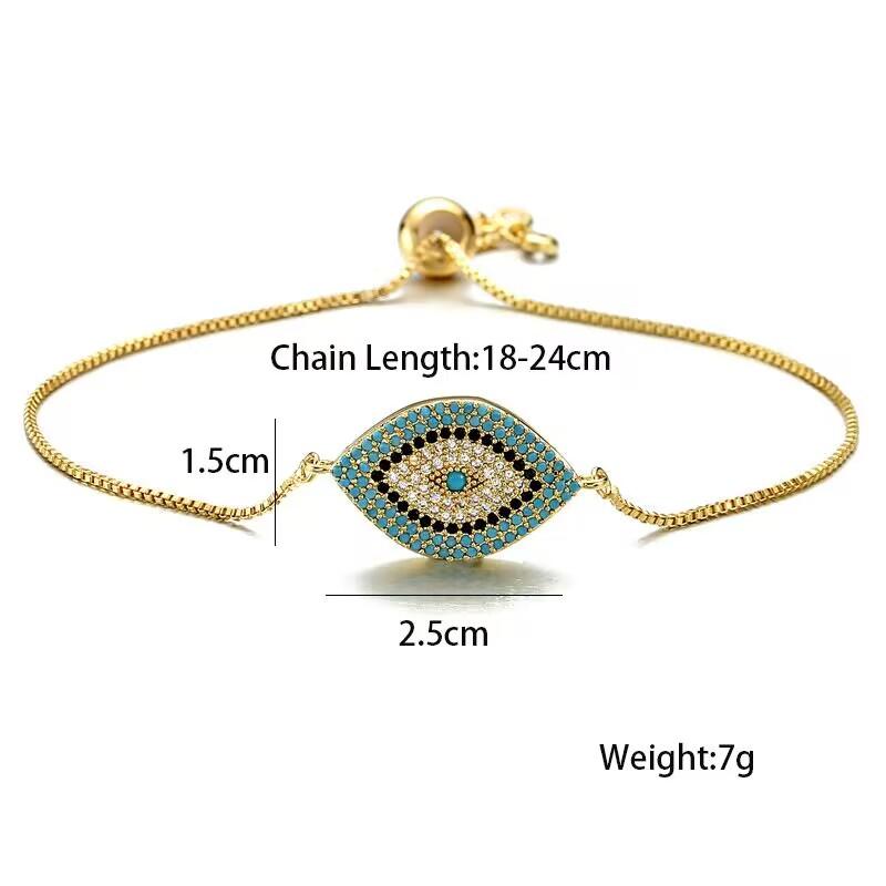 Turkish Lucky Evil Eye Bracelet Gold Color Bangle Rhinestone Blue Eyes Bracelet For Women Men Couple Gothic