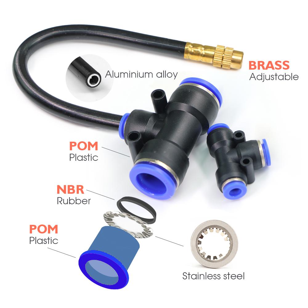 20/30/50cm Flexible Adjustable Atomization Cooling System Brass Nozzle 6/8/10/12/16mm Hose Quick Connector DIY Combination Kit