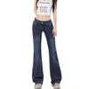 American retro low-rise Spice Girl flared pants spring new embroidered elastic slim slim jeans women's pants