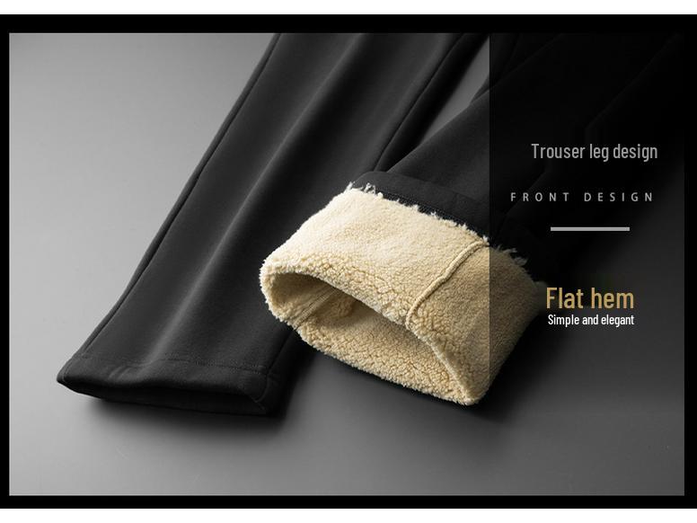 Men's Thickened Fleece-Lined Lambswool Winter Sweatpants - Warm Cotton Outerwear Pants, 86