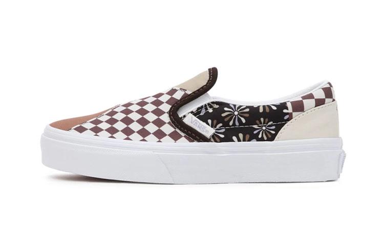 Vans Slip-on Клетка Низкие Детские Скейтбордические Кроссовки Бежевый Коричневый Дети Возраст 3 7 Лет VN0A7Q5GAS0 30.5
