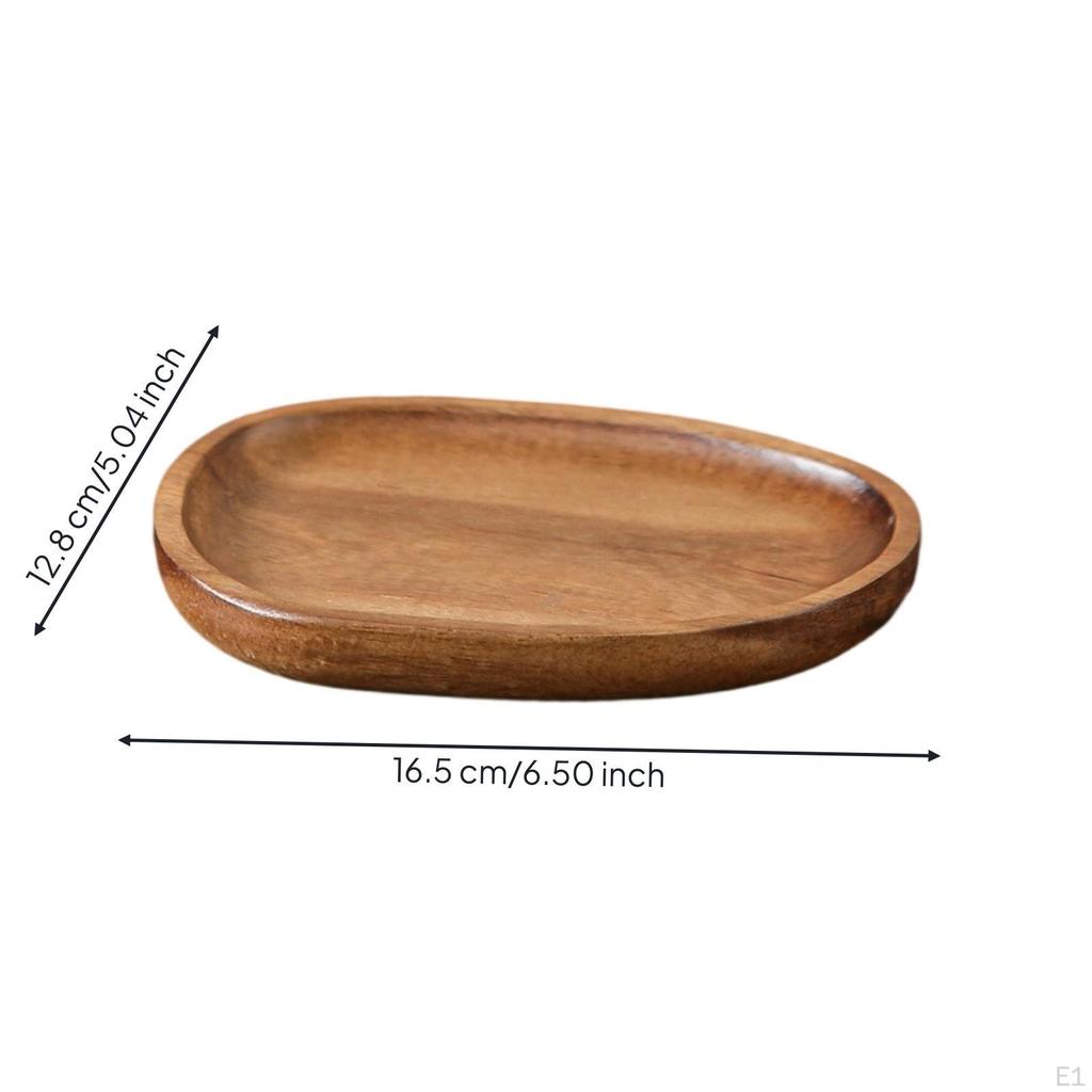 Freeform Wood Serving Tray Polished with Raised Rim Natural Wooden Platter