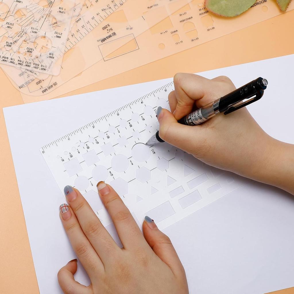 6pcs Circle Templates for Drafting Flexible Circle Stencils with Geometric Shapes 6 Sizes Plastic Measuring Rulers for Drawing Office, School,
