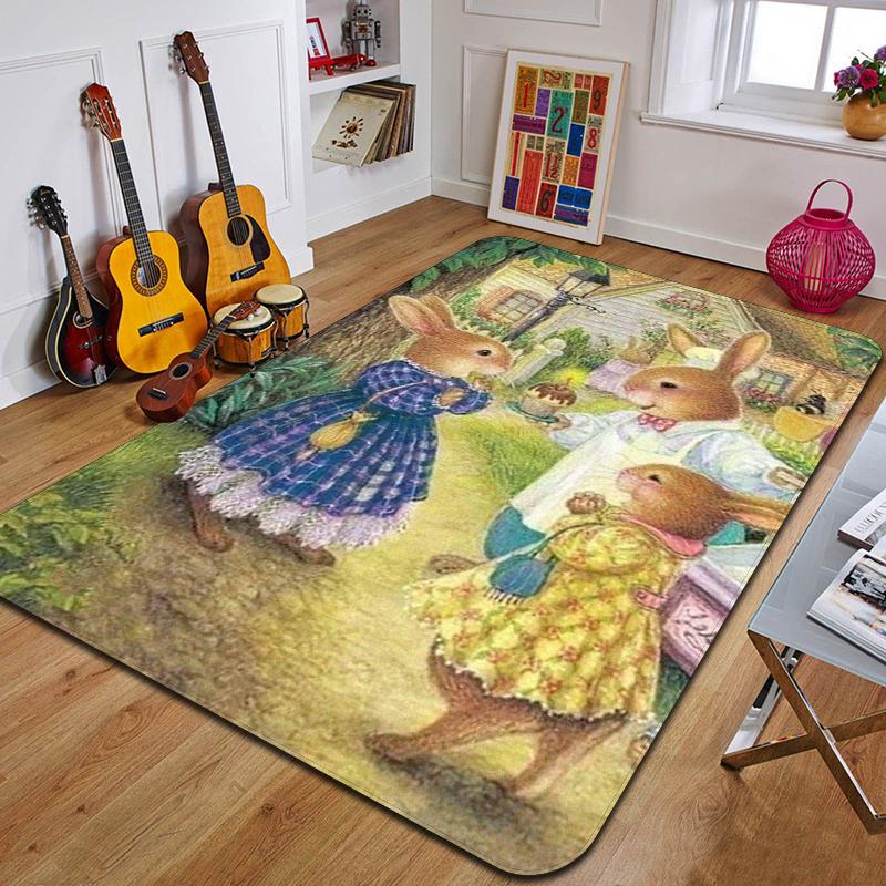

C-Cartoon rabbit Printed Carpet Fashion Yoga Mat Non-Slip Carpet Bedroom Decoration Outdoor Carpet Bedroom Birthday Gift 40x60cm