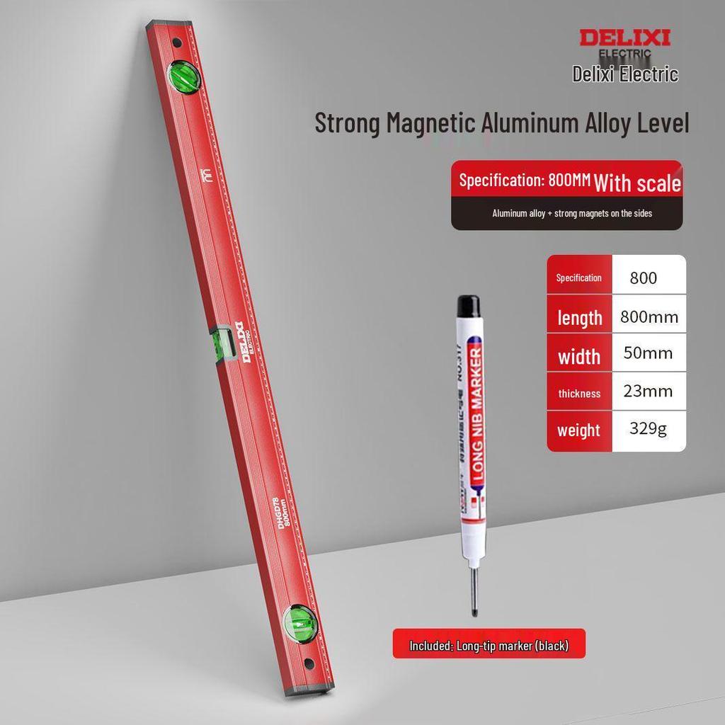 Mini poziomica magnetyczna o wysokiej precyzji, stop aluminium, krawędź prosta