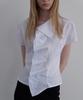 Unessin Asymmetrical Shirred Blouse_Ivory