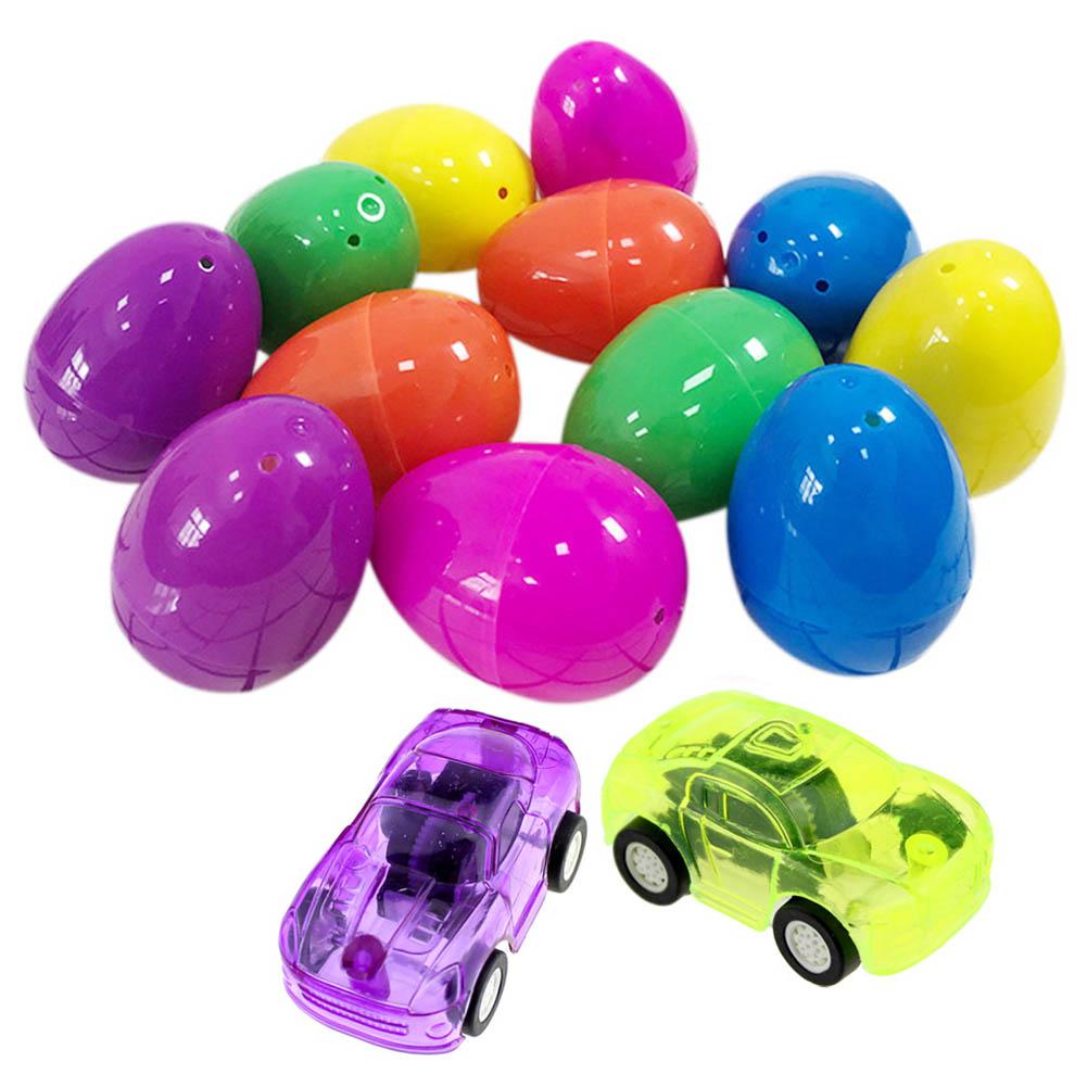 20Pcs Filled Easter Eggs with Toy Cars Bright Colorful Easter Eggs Prefilled with Various Pull Back