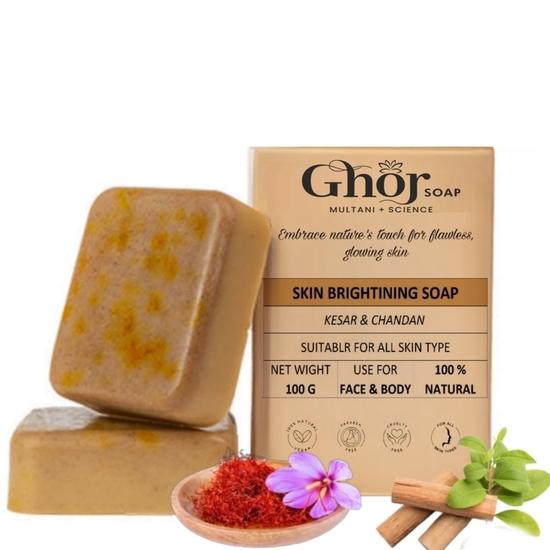 

Мыло Ghor для осветления кожи с шафраном и сандалом, 100 г, Натуральное мыло для лица и тела, Для всех типов кожи