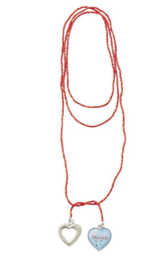 [Milkfed] Beads and Heart Charm Necklace 103252054008 RED ONE SIZE