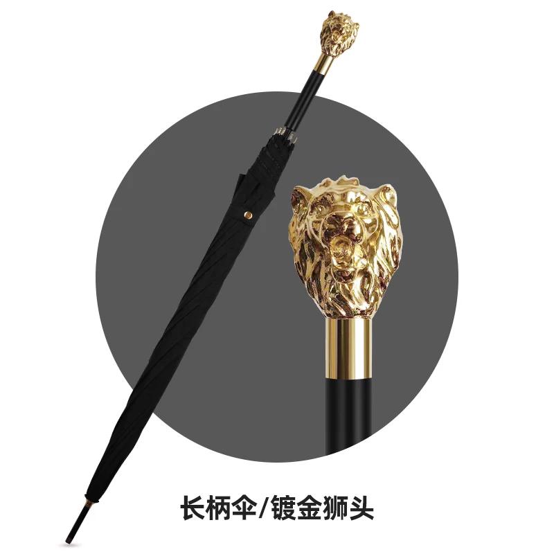 

Large Long Handle Umbrella Silver Head Skull Creative Sun Umbrella Windproof Japanese Double Paraguas Men Business Gifts SY425 Aluminum&8K