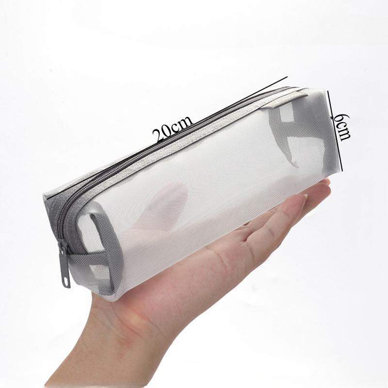 Mesh Pencil Case Transparent Pens Pouch Cute Simple Aesthetic Bag Organizer Office School Supplies for Student Stationary