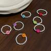 Trendy Korean Colorful Smiley Face Silver Bead Ring For Women Fashion Jewelry