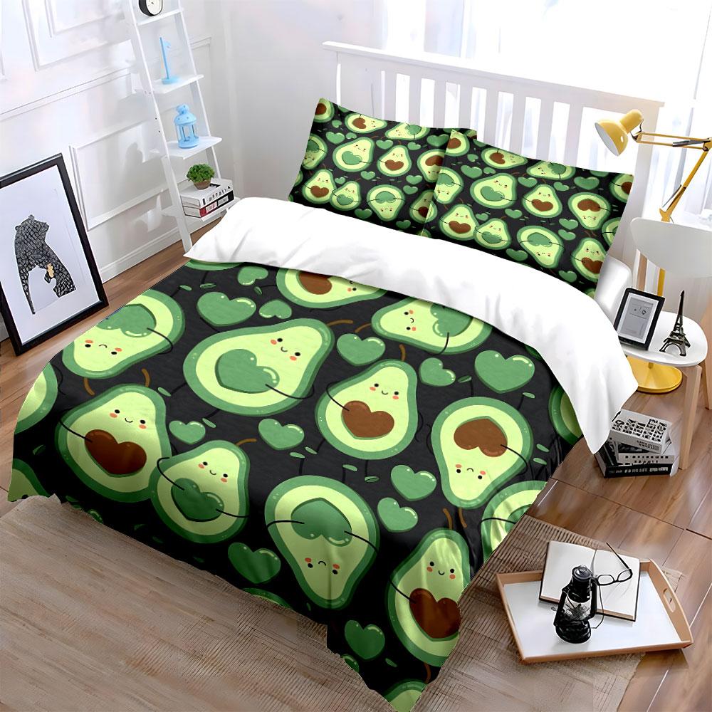 Avocado-Themed Cozy Three-Piece Set  Kid'S And Adults' Bedroom Decor, Exquisite Three-Piece Bedding Set Gift