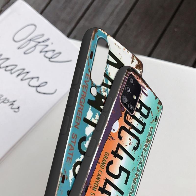 Retro Etui na tablicę rejestracyjną do Samsung Galaxy A54 A52 A14 5G A53 A12 A13 A71 A23 A34 A33 A21s Pokrowiec na telefon