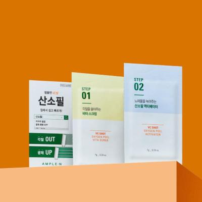 Ample:N VC Shot Oxygen Peel 2-Step Mask 10 Sheets – Gentle Exfoliating & Deep Cleansing Peel