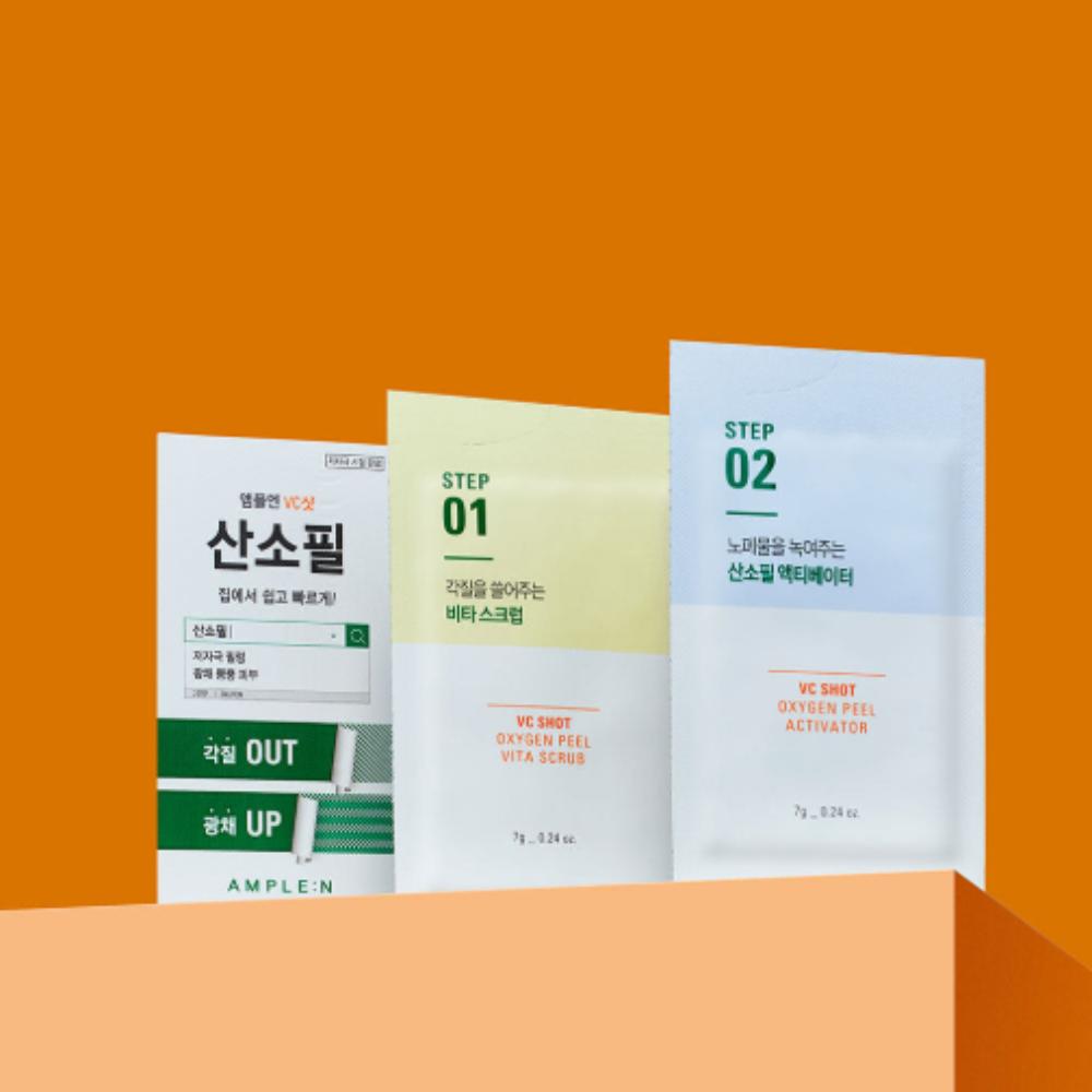 

Ample:N VC Shot Oxygen Peel 2-Step Mask 10 Sheets – Gentle Exfoliating & Deep Cleansing Peel