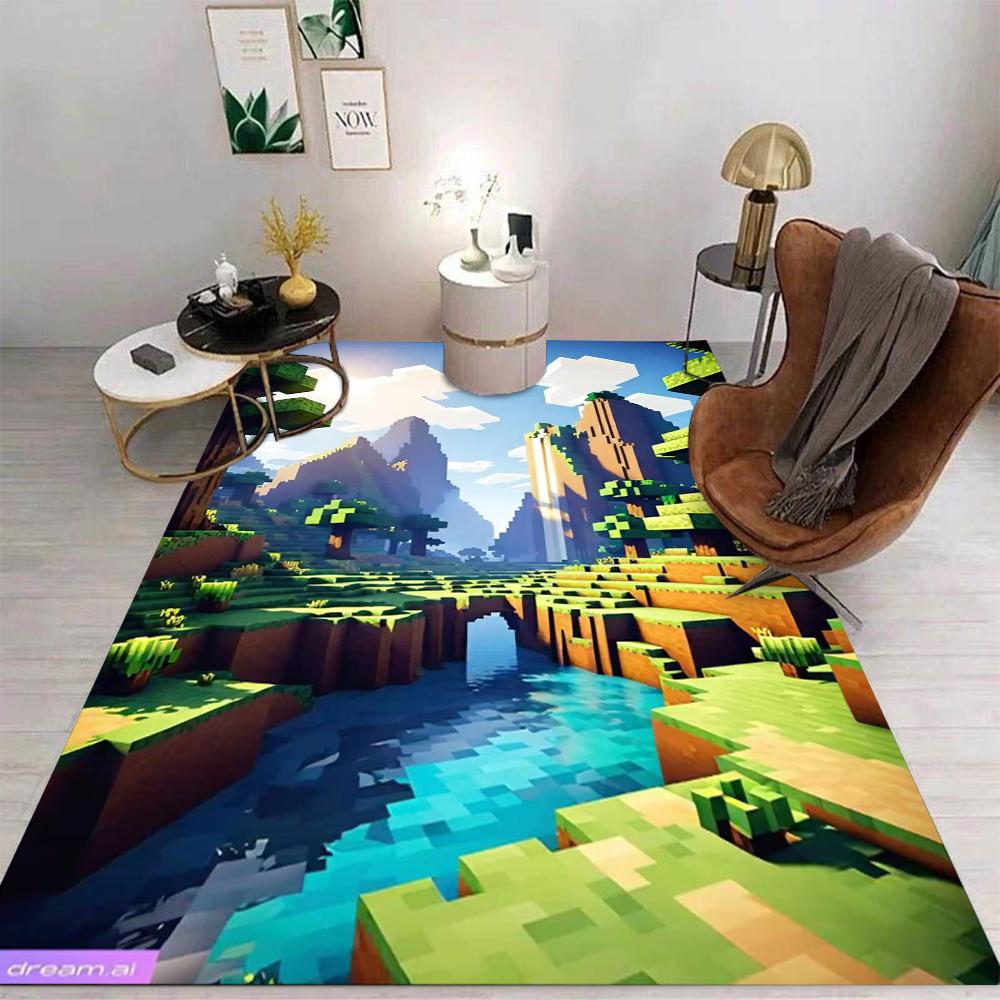 M-MINE Sandbox Games Decor Carpet for Living Room Sofa Coffee Table Bedroom Area Rugs Kitchen Kid Room Nonslip Floor Mats