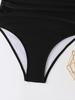 2025 Stylish European & American High-Waisted Backless Color Block One-Piece Swimsuit