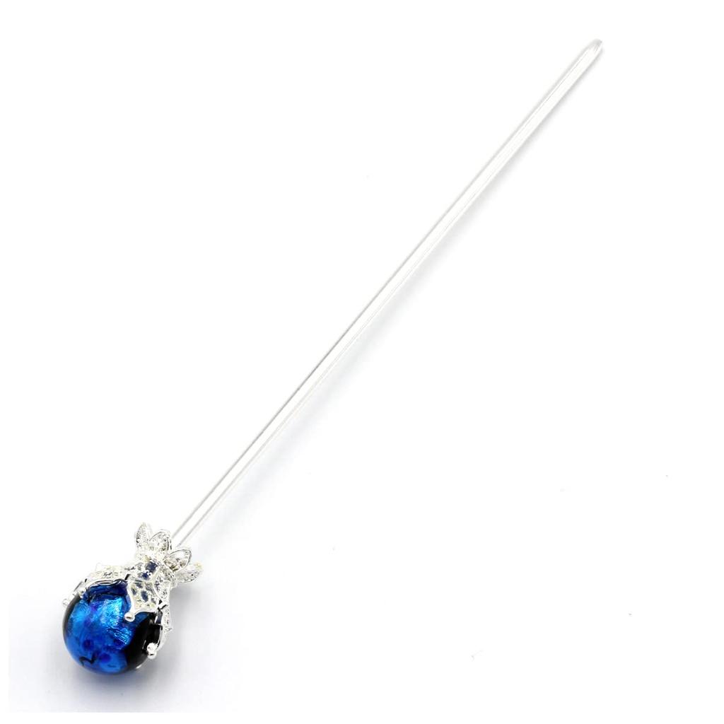 Sea Drop Kanzashi Glass Glass Single Hair Accessory for and Other Japanese Clothing Hairpin, Glow-in-the-dark Bead, Blue, 14mm, Glow-in-the-dark Type,