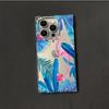 Clear Square Back Tube Case Protection For iPhone 11 15 Plus 14 Pro Max 13 16 ProMax 12 Anti-Oxygen,Blue Leaf Flamingo Pattern Casing